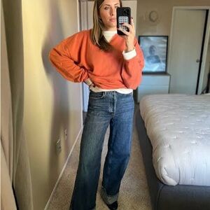 Agolde Dame wide-leg button-fly cuffed